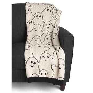 Oversized Sketched Stacked Ghost Throw Blanket Halloween Ghost Party NEW